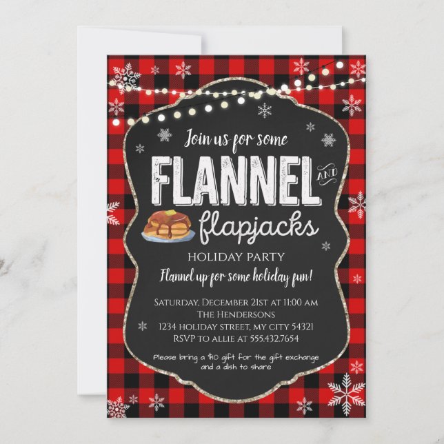 Invitation de Noël Flannel et Flapjacks (Devant)