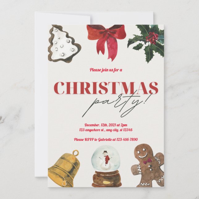 Invitation de Noël Holiday Holly (Devant)