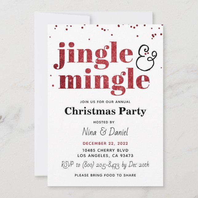 Invitation de Noël Jingle & Mingle (Devant)