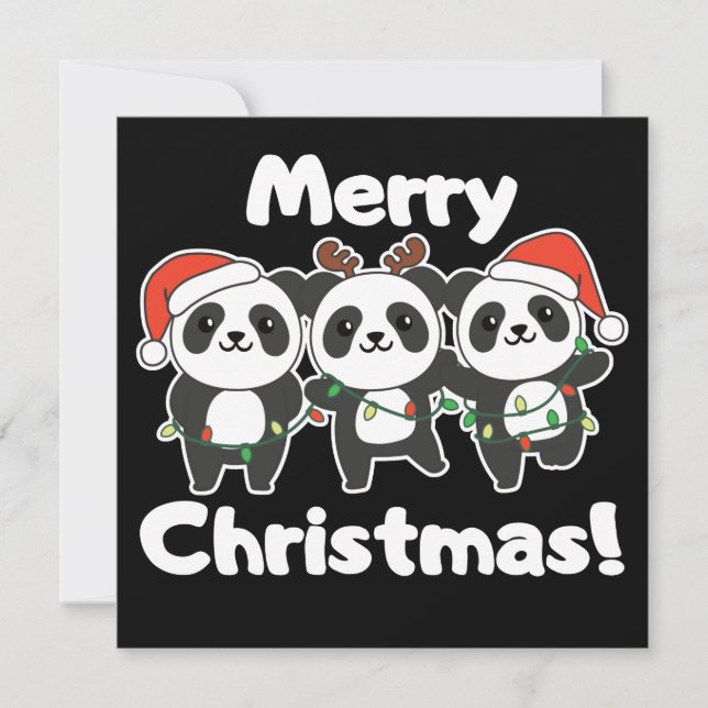 Invitation de Noël Panda Animaux Pandas Joyeux Noë (Devant)