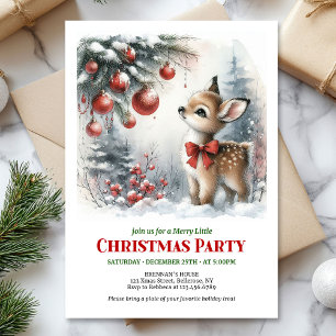 Invitation de Noël pour enfants à l'aquarelle avec