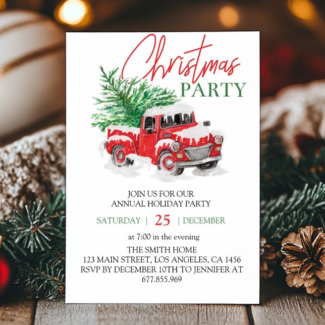 Invitation de Noël Red and Truck Party (Créateur téléchargé)