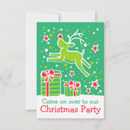 Invitation de Noël rennes vert rouge