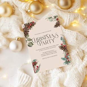 Invitation de Noël rustique   Thème Tan Holiday