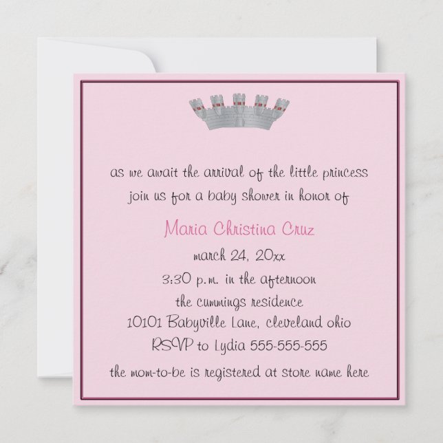 Invitation de notre petite princesse Baby shower ( (Devant)