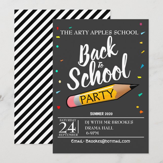 Invitation De nouveau à l'invitation de partie d'école (Devant / Derrière)