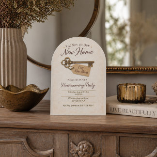 Invitation de nouvelle maison à clé vintage