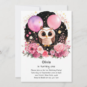 Invitation de Owl First Birthday