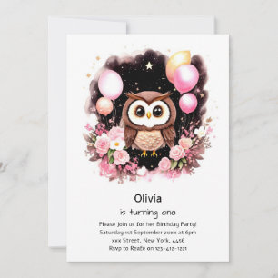 Invitation de Owl First Birthday