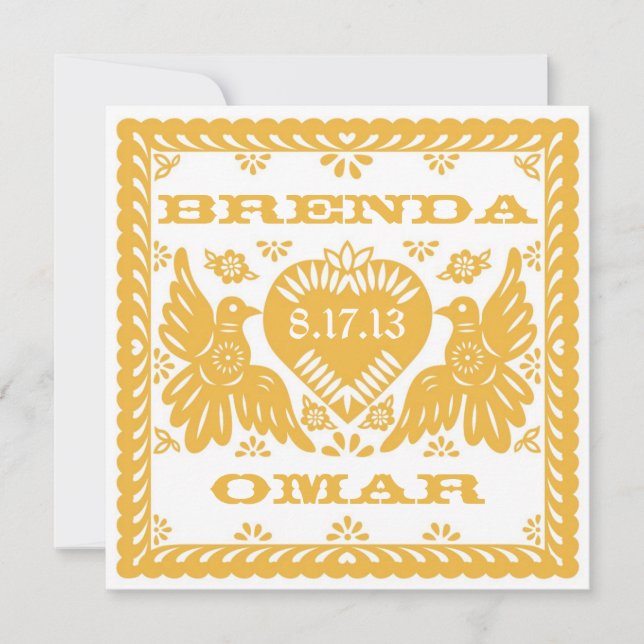 Invitation de Papel Picado d'inséparables de (Devant)