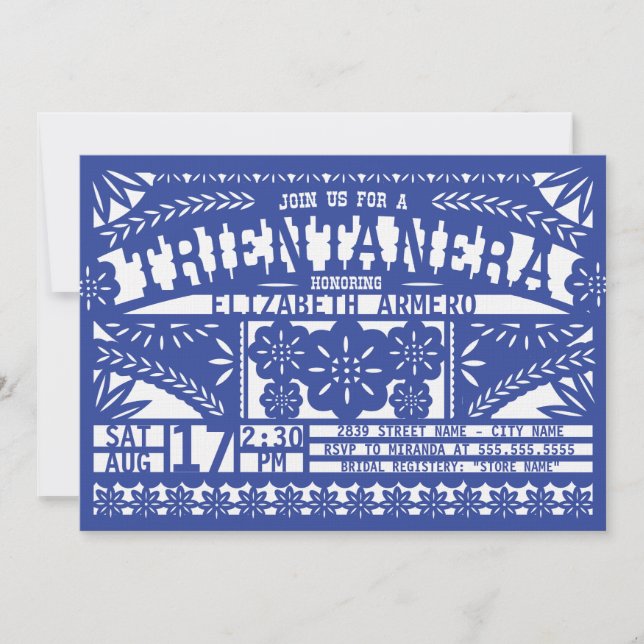 Invitation de Papel Picado Trientanera (Devant)