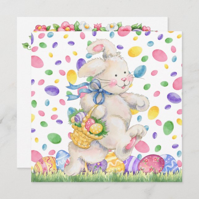 Invitation de Pâques (chasse aux oeufs) (Devant / Derrière)