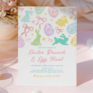 Invitation de Pâques de printemps, Lapin dessiné à
