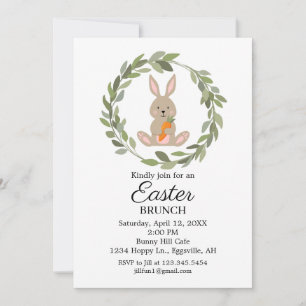 Invitation de Pâques Lapin mignon pour votre fête