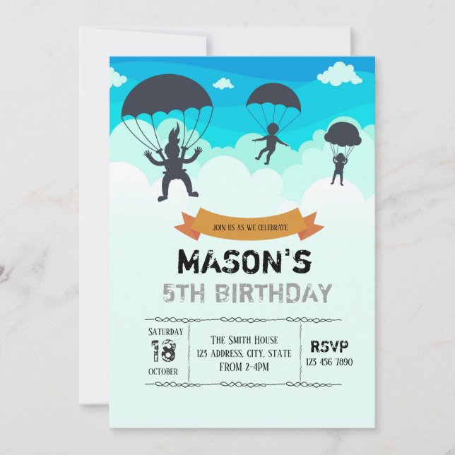 Invitation de parachutisme (Devant)