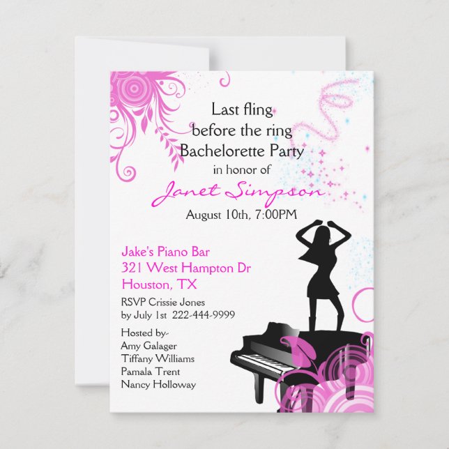 Invitation de partie de Bachelorette de barre de (Devant)