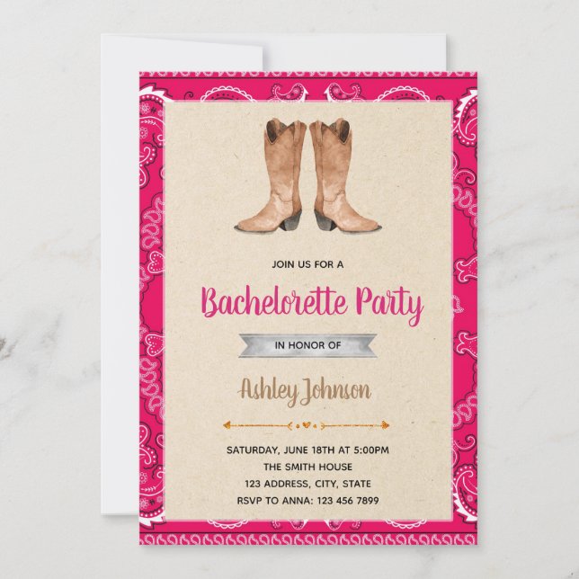Invitation de partie de bachelorette de cow-girl (Devant)