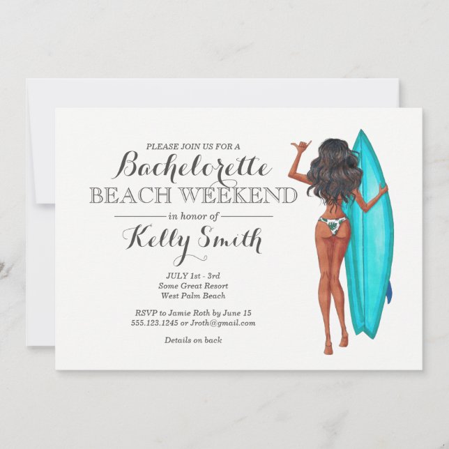 Invitation de partie de Bachelorette de fille de (Devant)