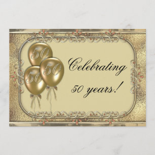 Invitation de partie de ballon d'anniversaire d'or