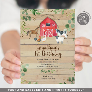 Invitation de partie de basse-cour d'anniversaire