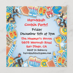 Invitation de partie de biscuit de Hanoukka