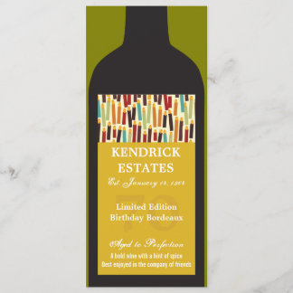 Invitation de partie de bouteille de vin d'or