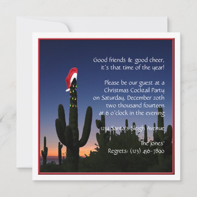 Invitation de partie de cactus de Noël (Devant)