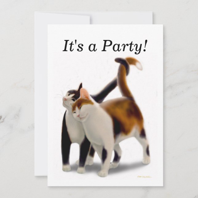Invitation de partie de chats de meilleurs amis (Devant)