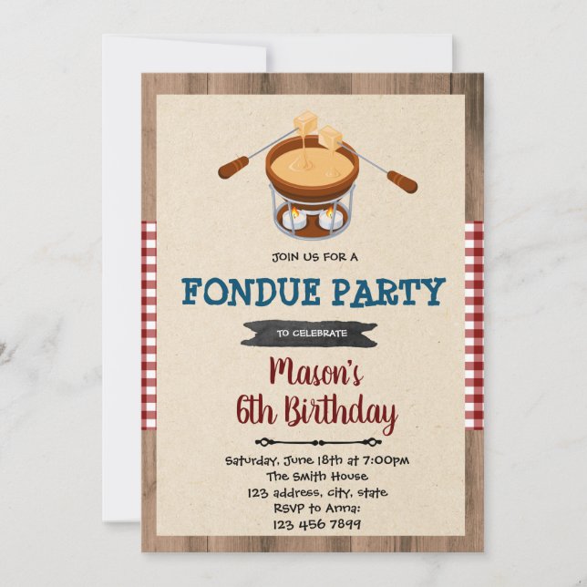 Invitation de partie de chocolat de fondue (Devant)