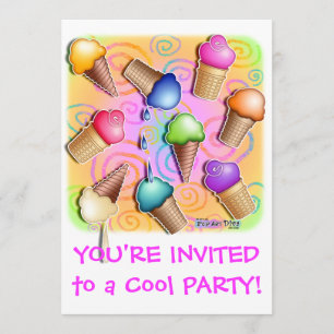 Invitation de partie de cornet de crème glacée