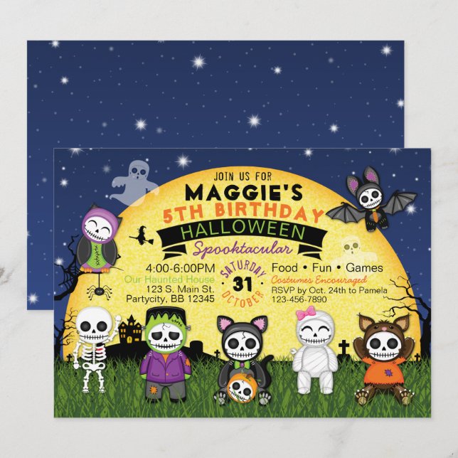 Invitation de partie de costume d'anniversaire de (Devant / Derrière)