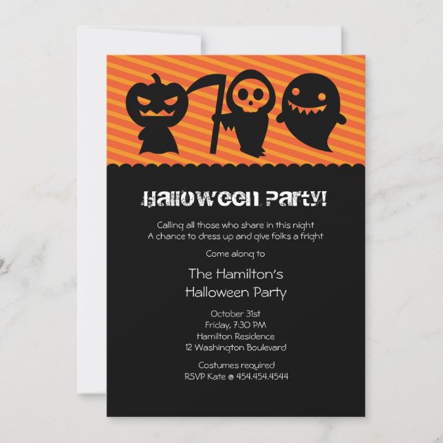 Invitation de partie de costume de Halloween (Devant)