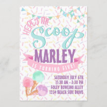 Invitation de partie de crème glacée