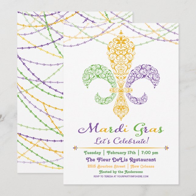 Invitation de partie de DeLis de Fleur de mardi (Devant / Derrière)