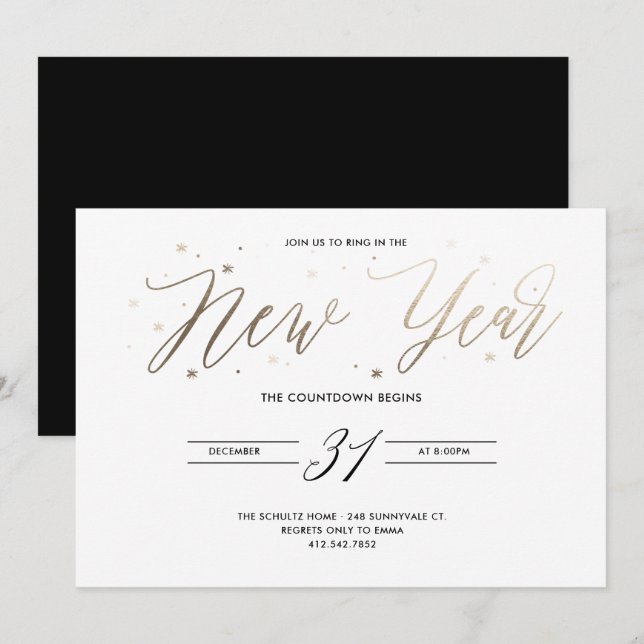 Invitation de partie de feuille d'or de partie de (Devant / Derrière)