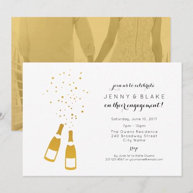 Invitation de partie de fiançailles de Champagne (Devant / Derrière)