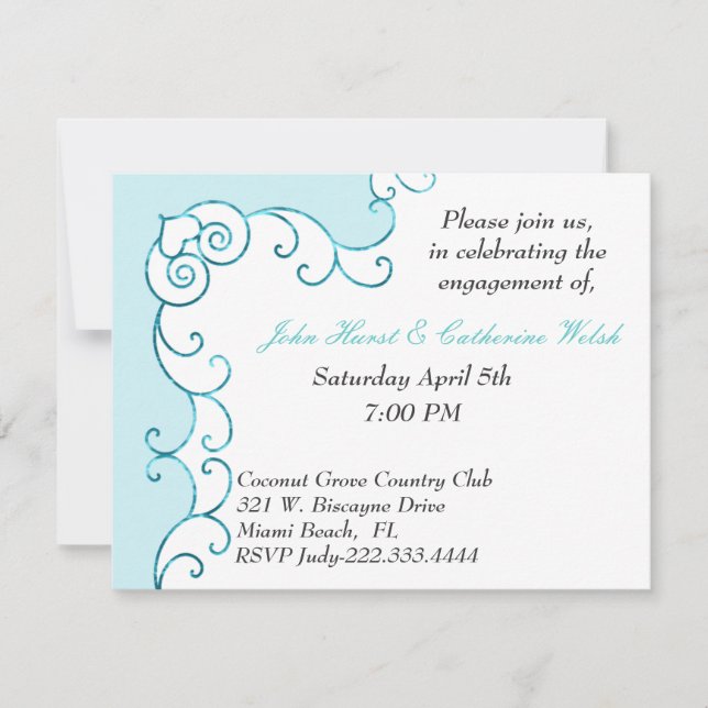 Invitation de partie de fiançailles élégante (Devant)