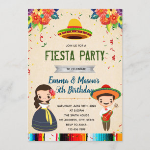 Invitation de partie de fiesta d'enfant de mêmes