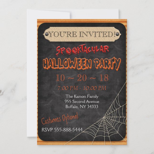 Invitation de partie de Halloween personnalisée (Devant)