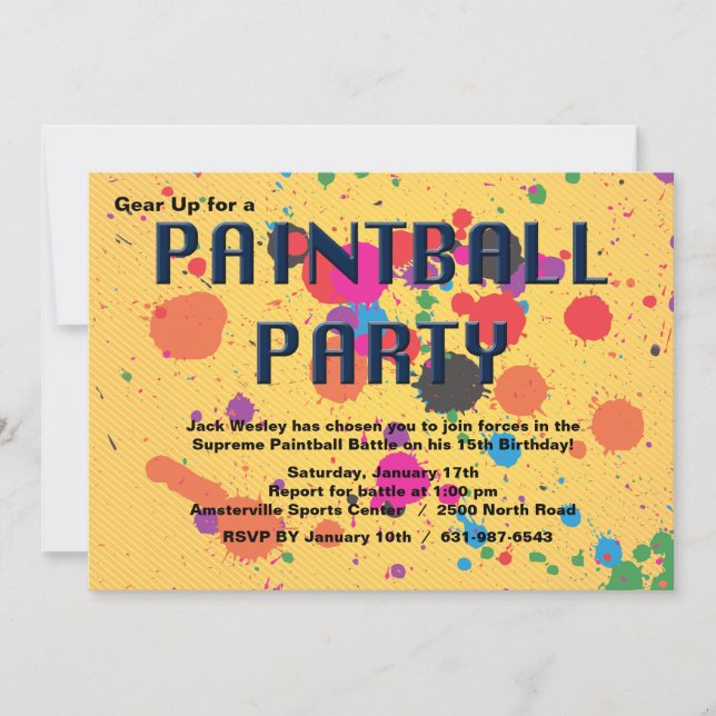 Invitation de partie de Paintball (Devant)