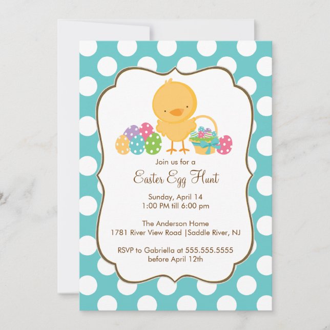 Invitation de partie de Pâques de chasse à oeufs (Devant)