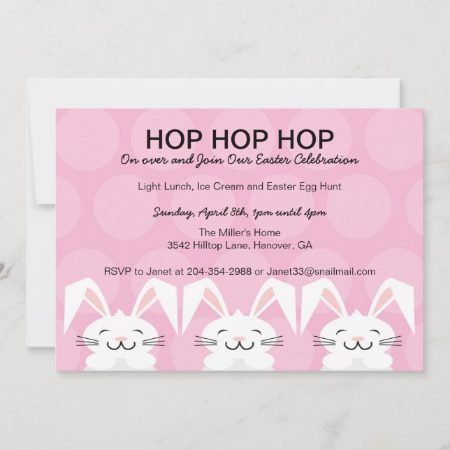Invitation de partie de Pâques de lapin d'houblon (Devant)