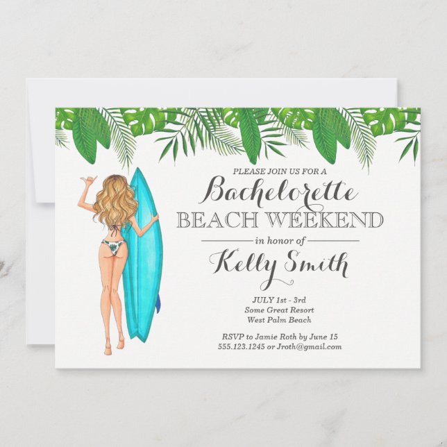 Invitation de partie de plage de Bachelorette (Devant)