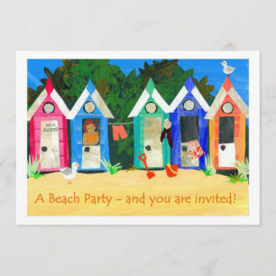 Invitation de partie de plage - huttes de plage