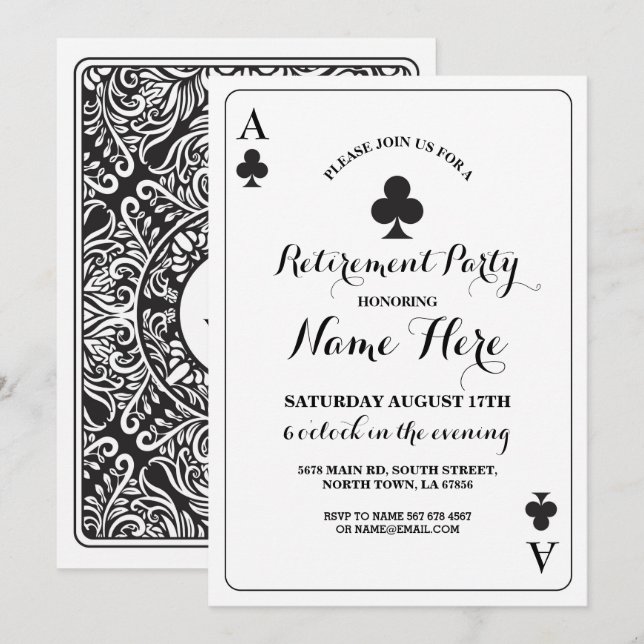Invitation de partie de retraite de Vegas de carte (Devant / Derrière)