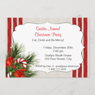 Invitation de partie de sucre de canne de Noël