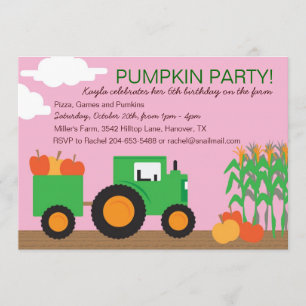 Invitation de partie de thème de ferme de chute