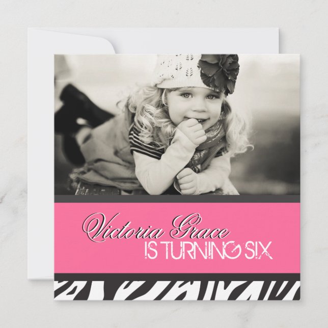 Invitation de partie d'impression de zèbre (Devant)