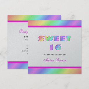 Invitation de partie du bonbon 16 à arc-en-ciel