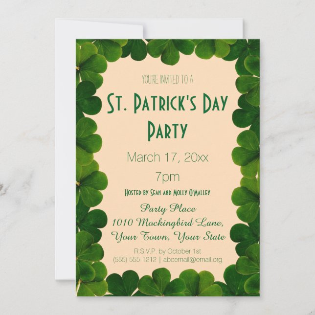 Invitation de partie du jour de St Patrick de (Devant)